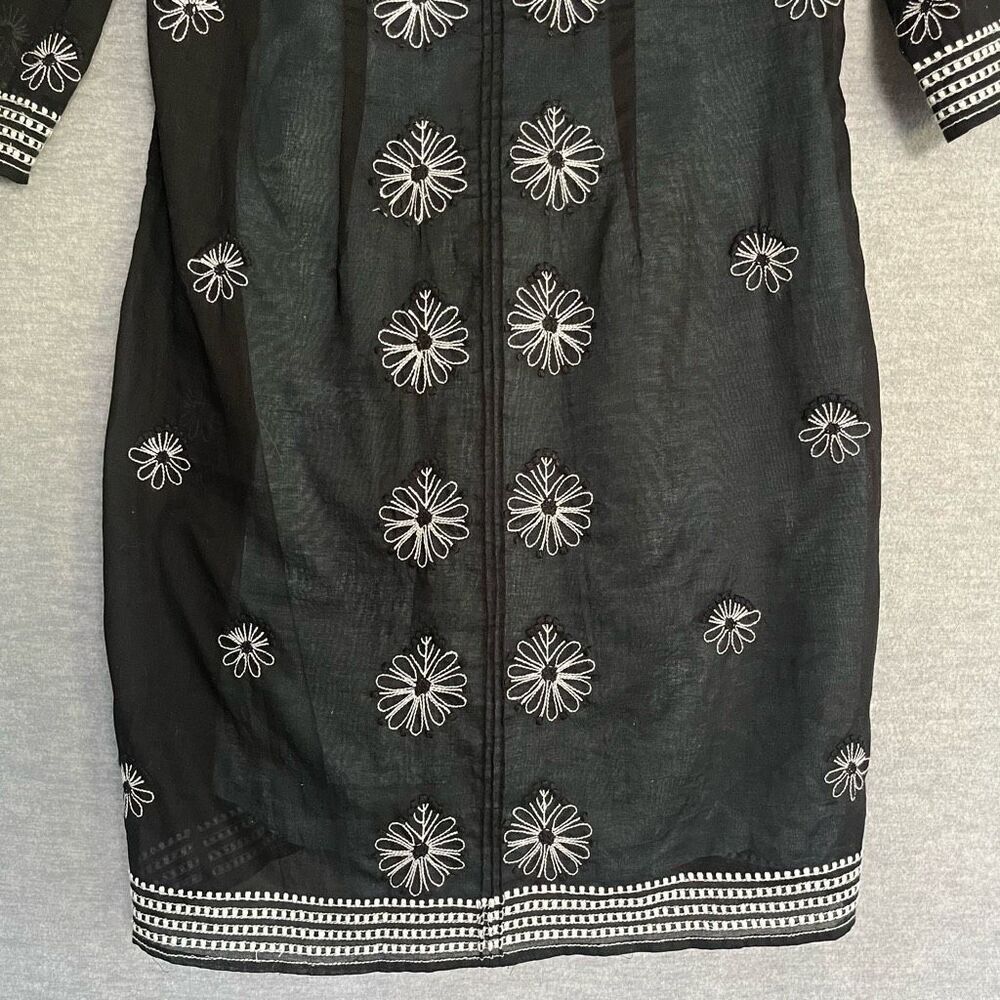 Plenty by Tracy Reese Sheer Cotton Dress Size 8 Embroidered Floral Resort Cruise - Picture 3 of 12